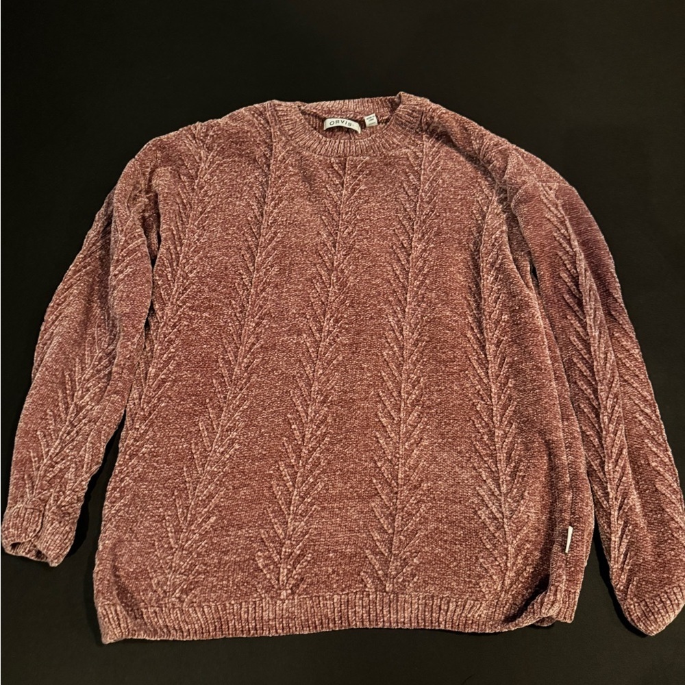 Orvis Dusty Rose Cable Knit Turtleneck Sweater Preppy Cottagecore Vintage
